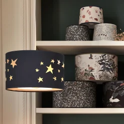 Abat-jour avec découpe motif constellation d35cm - bleu figuerolles