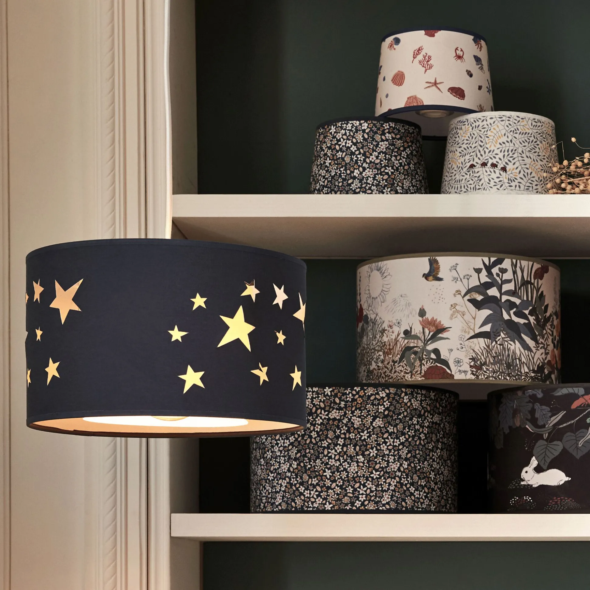 Abat-jour avec découpe motif constellation d35cm - bleu figuerolles
