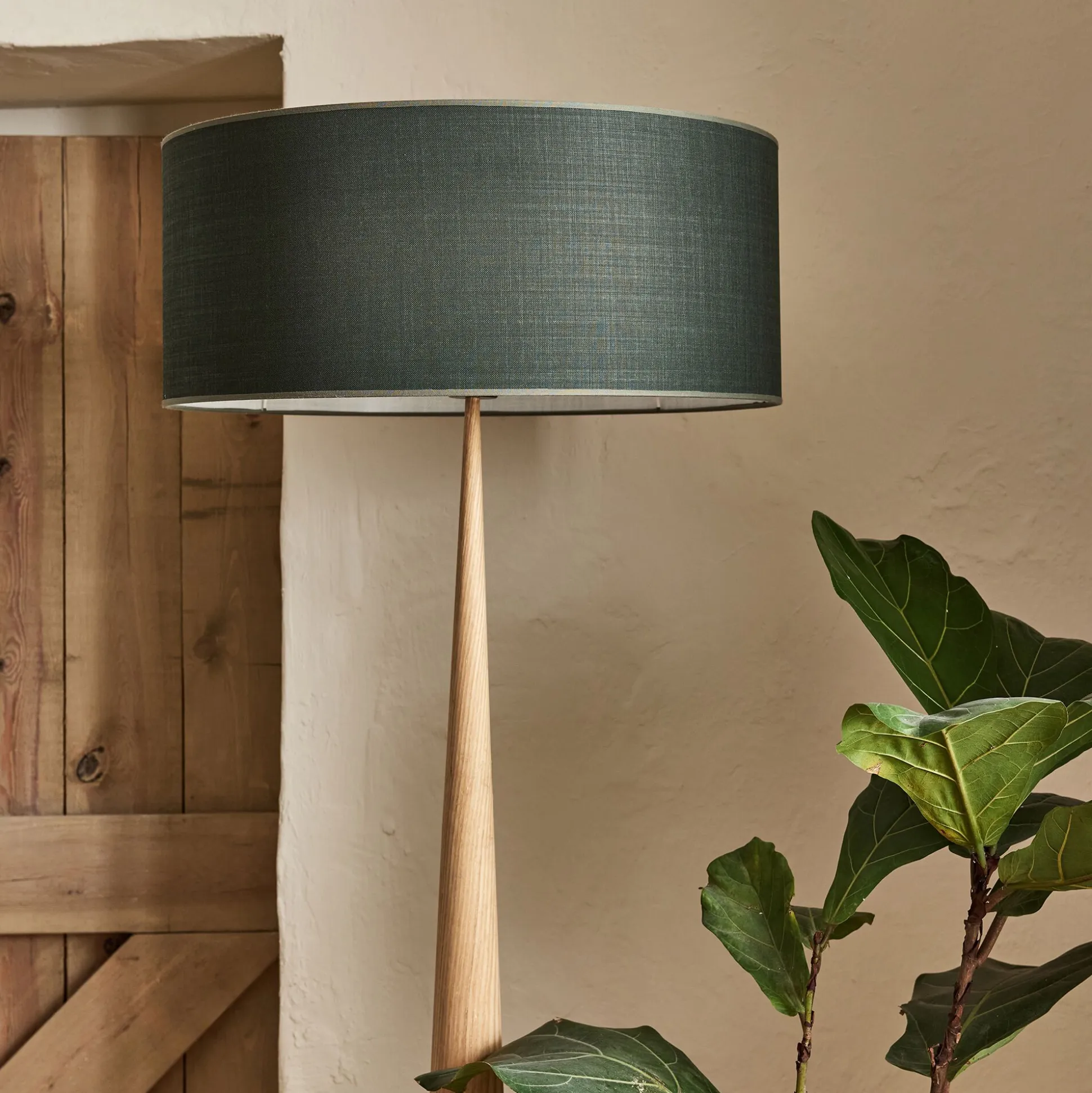Abat-jour cylindrique en coton D60cm - vert cèdre
