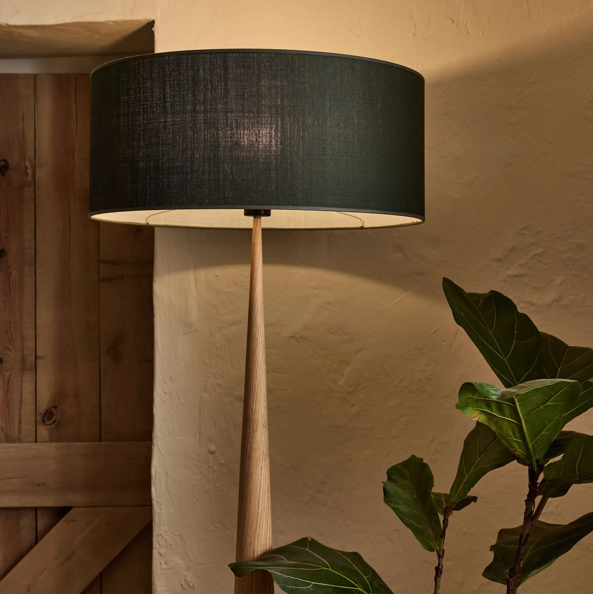 Abat-jour cylindrique en coton D60cm - vert cèdre
