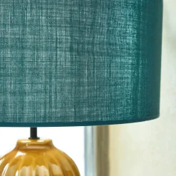 Abat-jour cylindrique en coton D40cm - bleu figuerolles