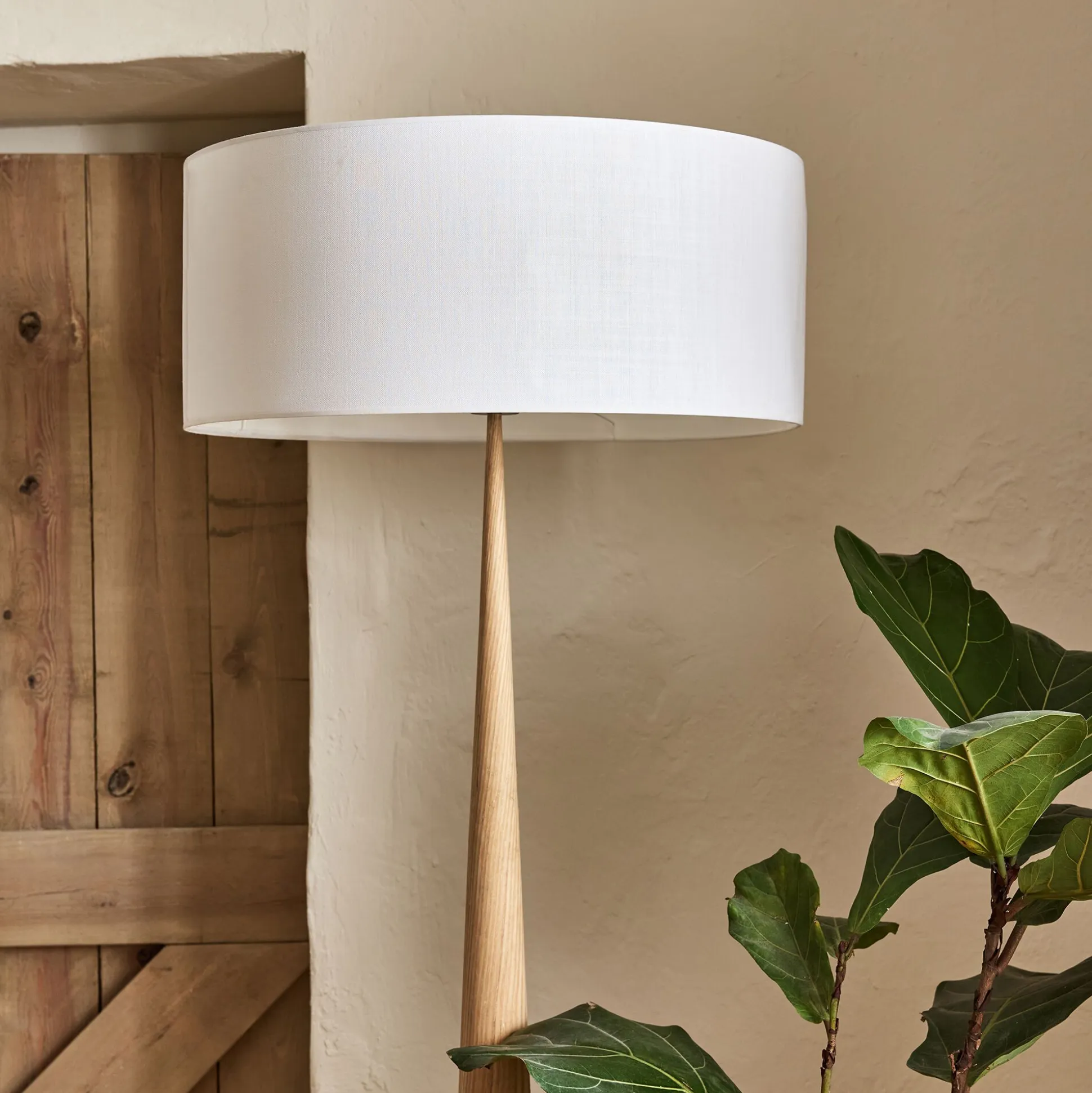 Abat-jour cylindrique en coton D60cm - blanc capelan