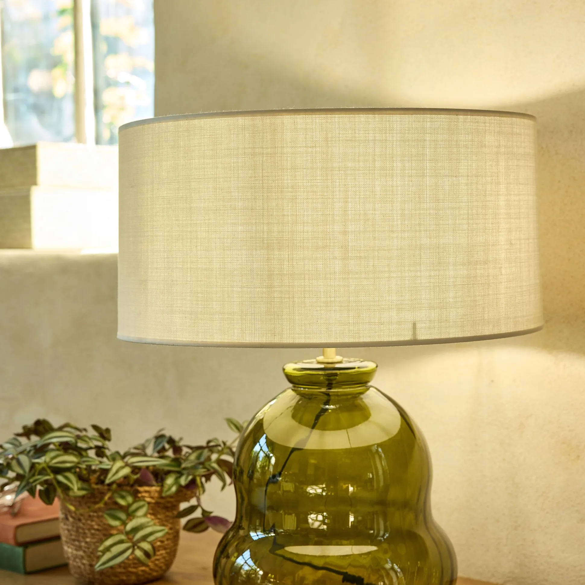Abat-jour cylindrique en coton D40cm - beige roucas
