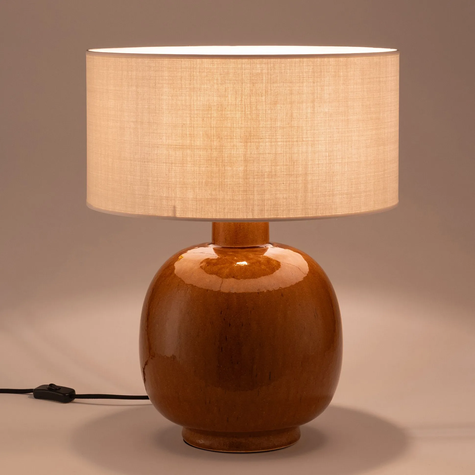 Abat-jour cylindrique en coton D40cm - beige roucas