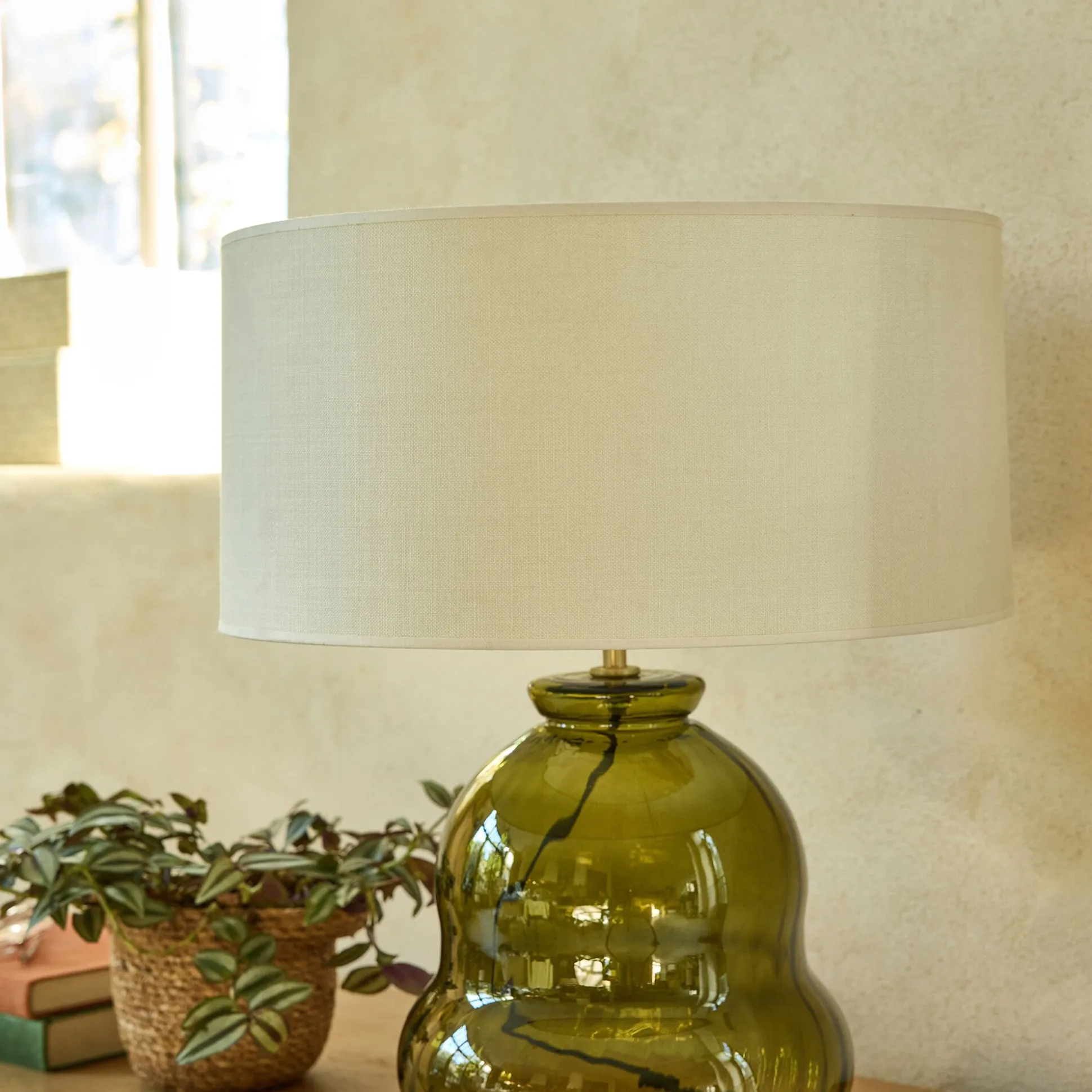 Abat-jour cylindrique en coton D40cm - beige roucas