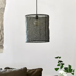 Abat-jour cylindrique en lin D35cm - noir