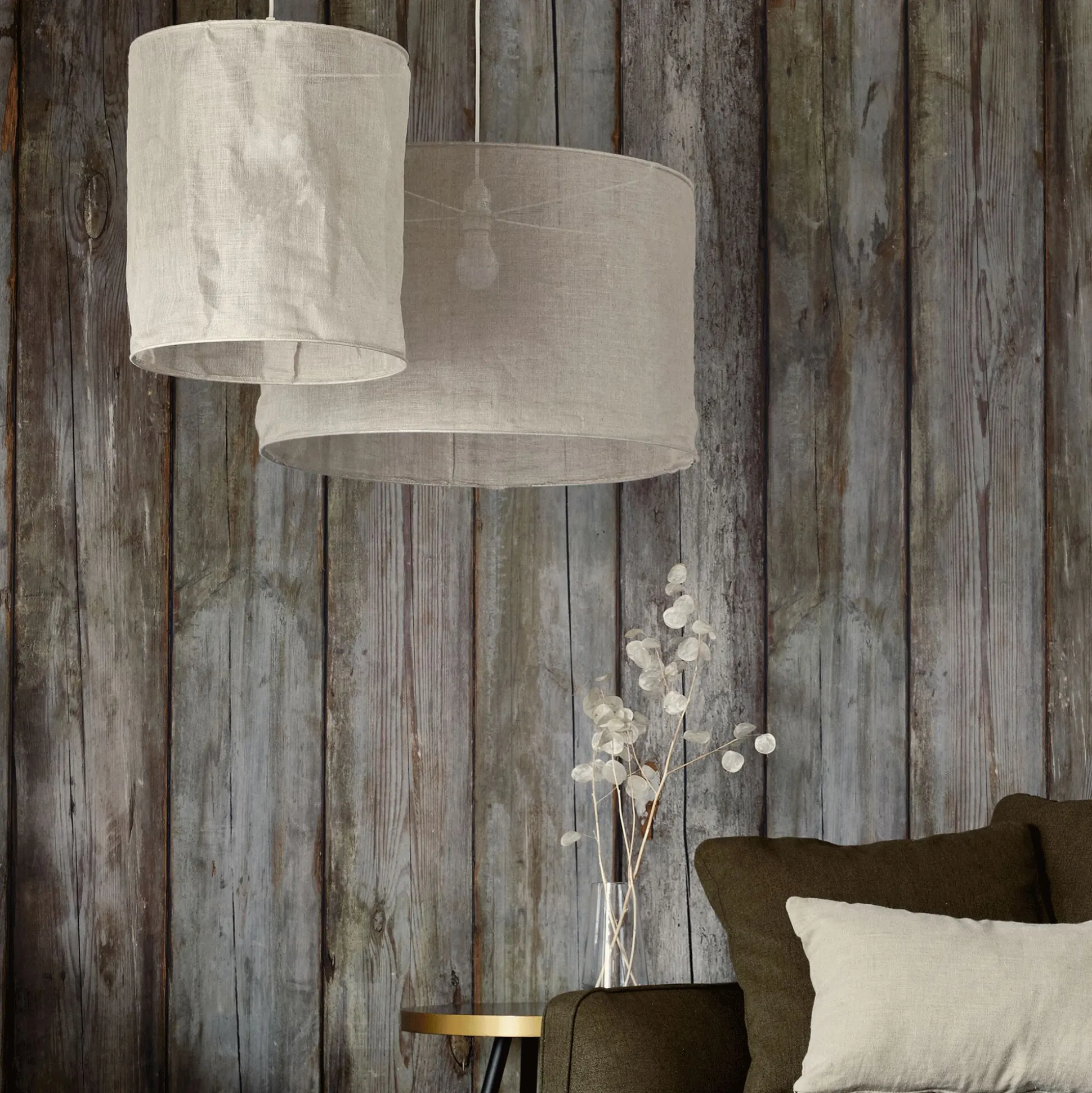 Abat-jour cylindrique en lin D60cm - beige