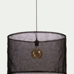 Abat-jour cylindrique en lin D60cm - noir
