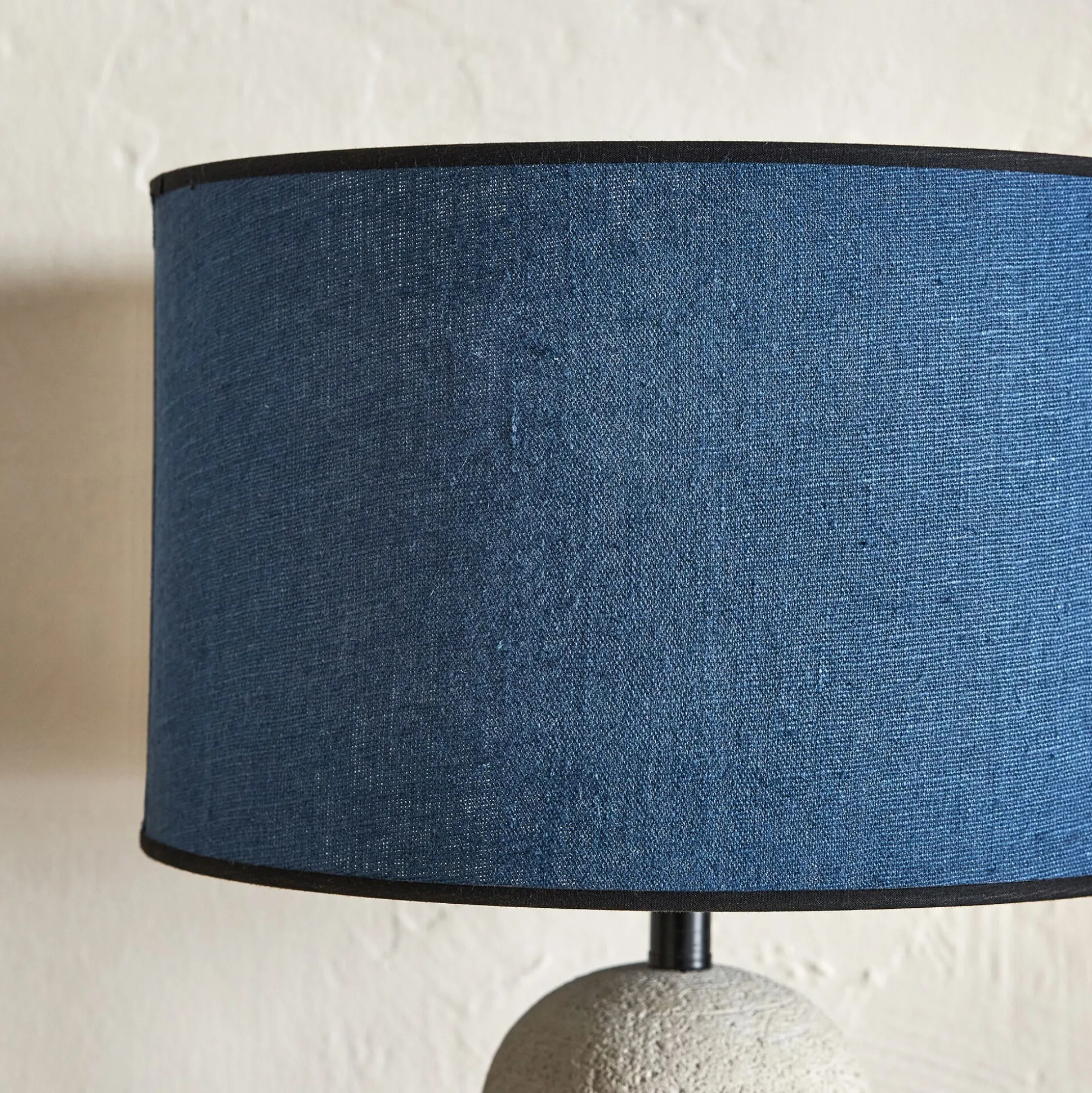 Abat-jour cylindrique en lin D32cm - bleu santorin