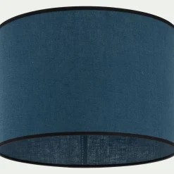 Abat-jour cylindrique en lin D32cm - bleu santorin
