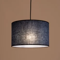 Abat-jour cylindrique en lin D32cm - bleu santorin