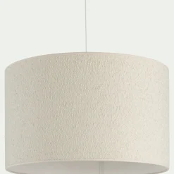 Abat-jour cylindrique en tissu bouclette D50cm - blanc