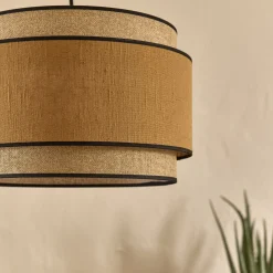 Abat-jour cylindrique en tissu D38cm - jaune miel