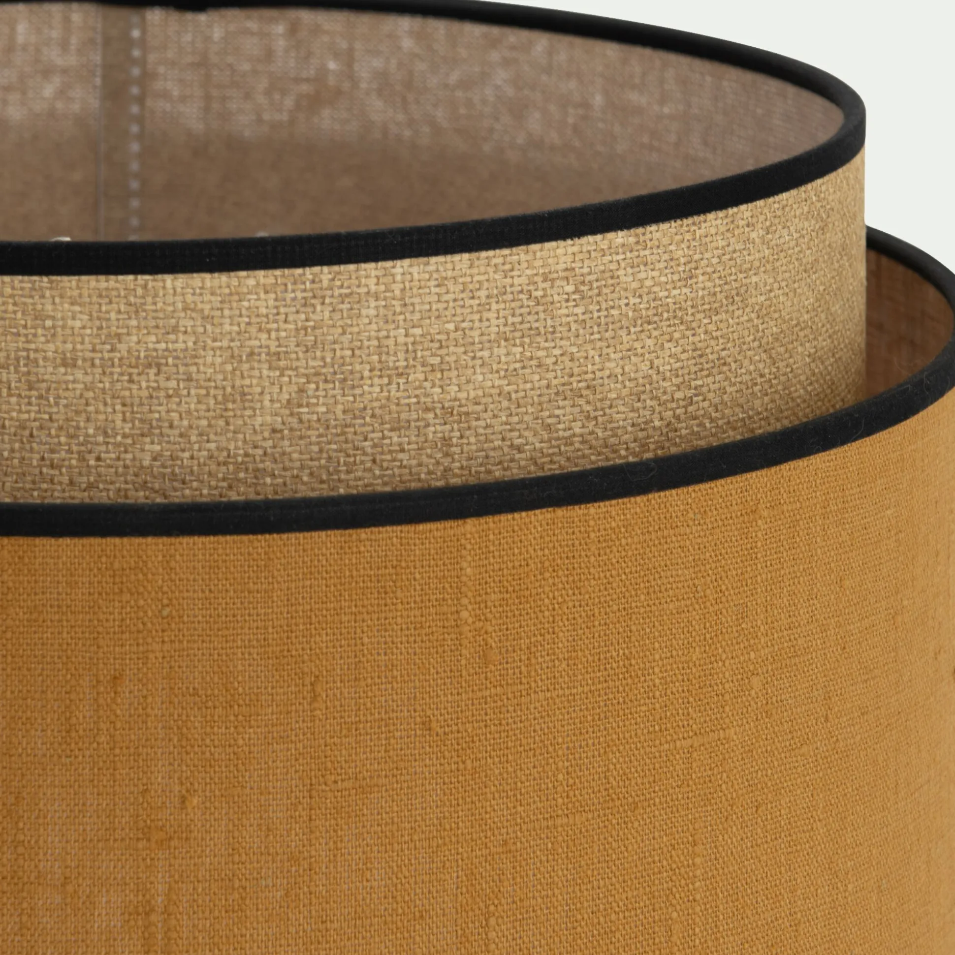 Abat-jour cylindrique en tissu D38cm - jaune miel