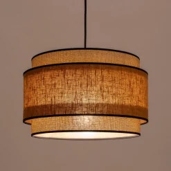 Abat-jour cylindrique en tissu D38cm - jaune miel