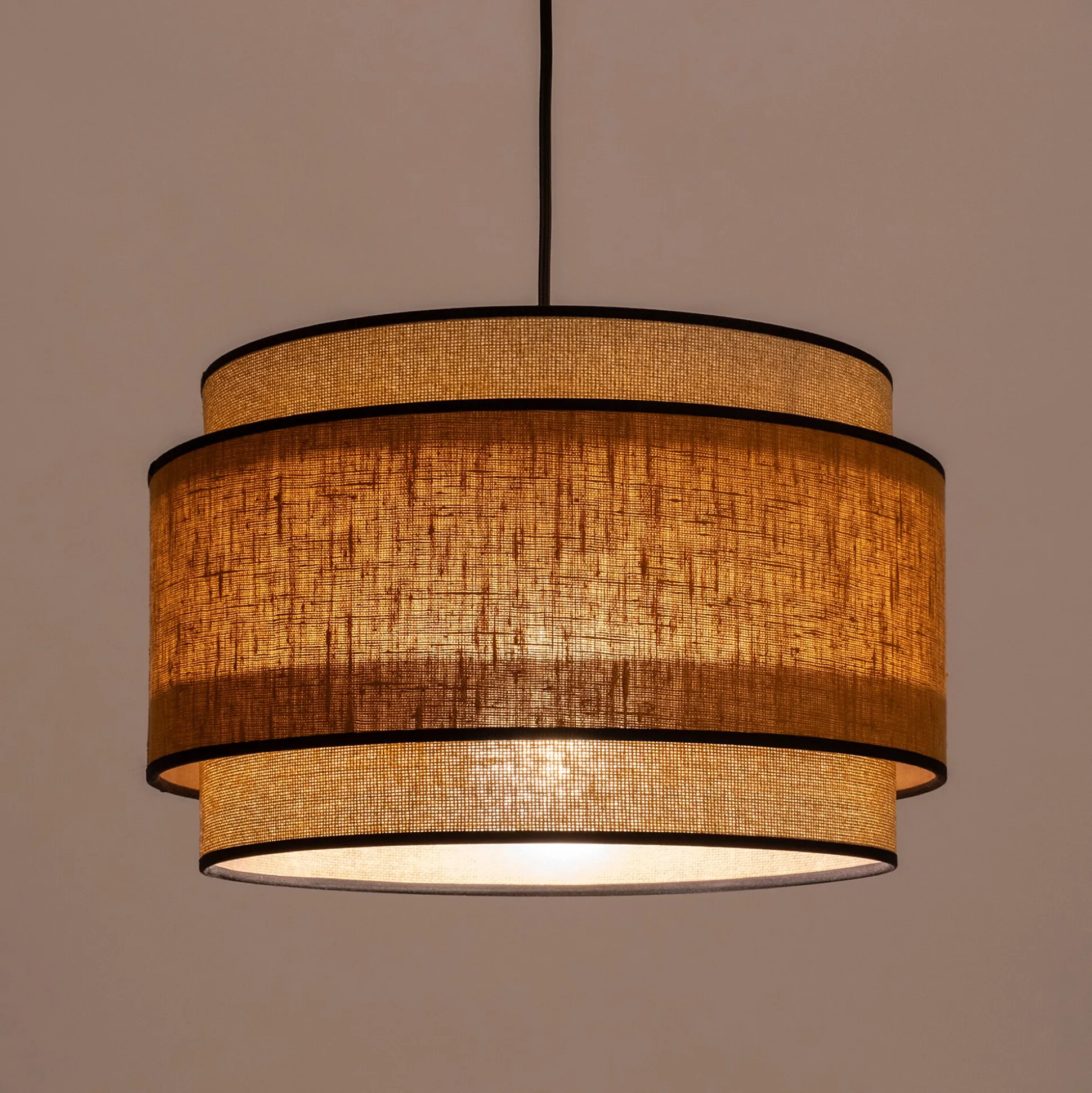 Abat-jour cylindrique en tissu D38cm - jaune miel