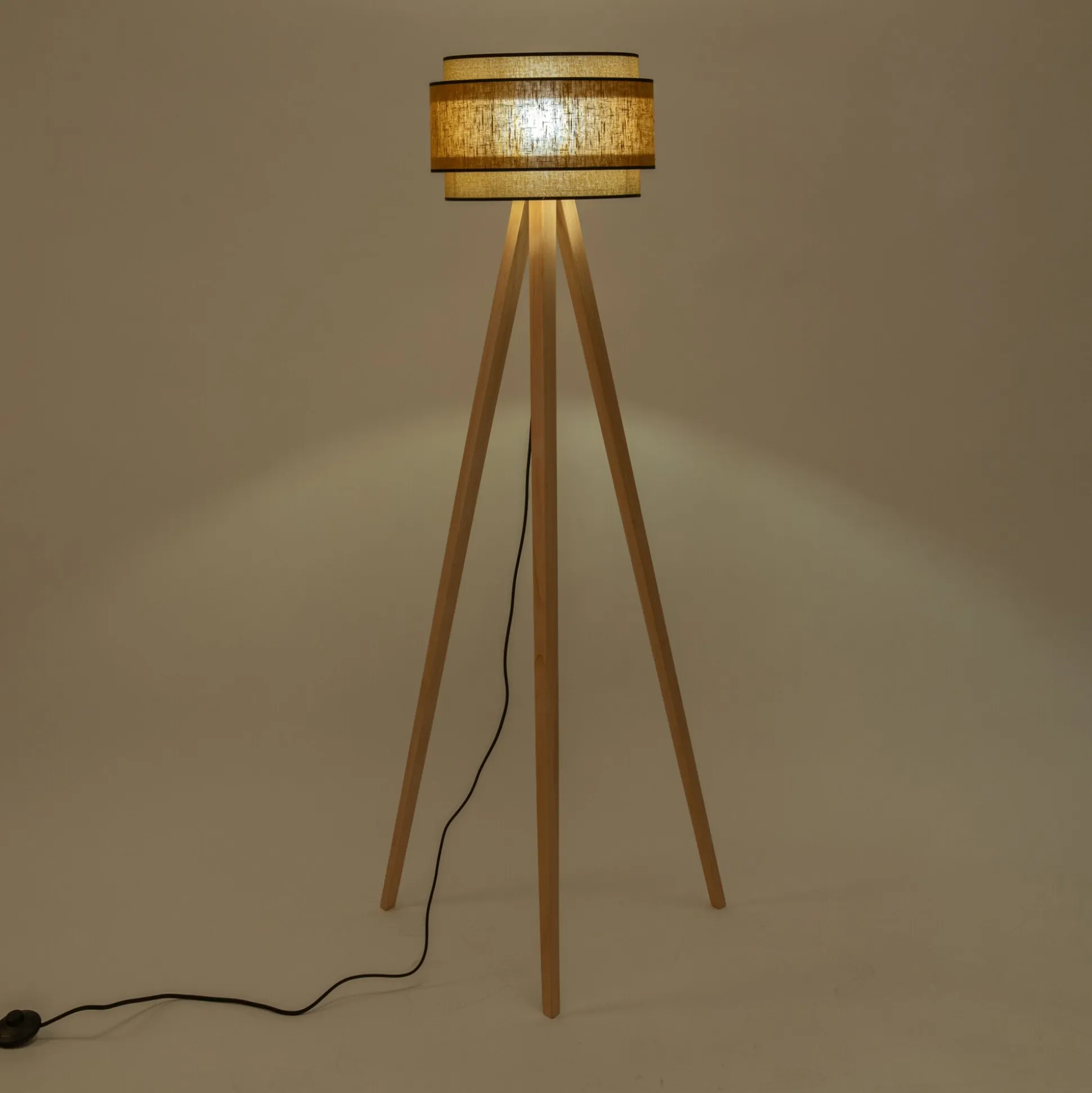 Abat-jour cylindrique en tissu D38cm - jaune miel
