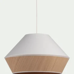 Abat-jour en chêne et tissu D40cm - blanc