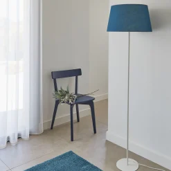 Abat-jour tambour en coton D33cm - bleu figuerolles