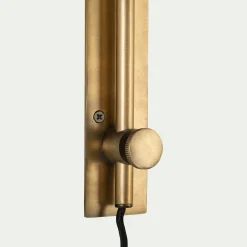 Applique murale électrifiée en métal et jonc de mer H72cm - doré