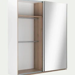 Armoire dressing avec 2 portes coulissantes en bois effet chêne H235cm - blanc