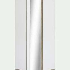 Armoire dressing d'angle avec 1 porte en bois effet chêne - blanc H235xL96cm