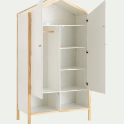 Armoire forme de maison en bois H185cm - blanc