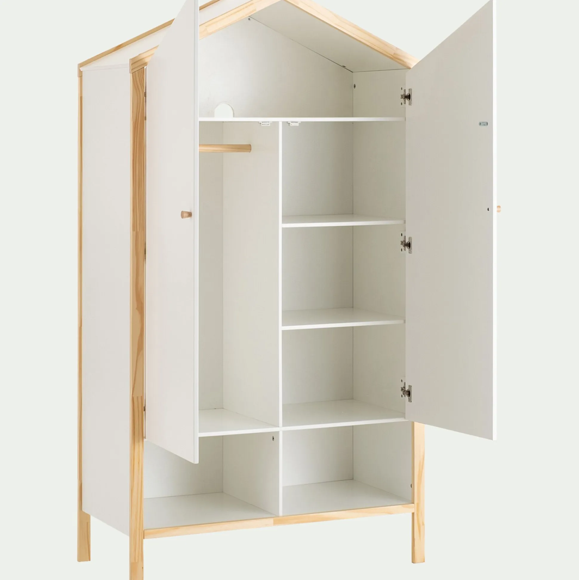 Armoire forme de maison en bois H185cm - blanc