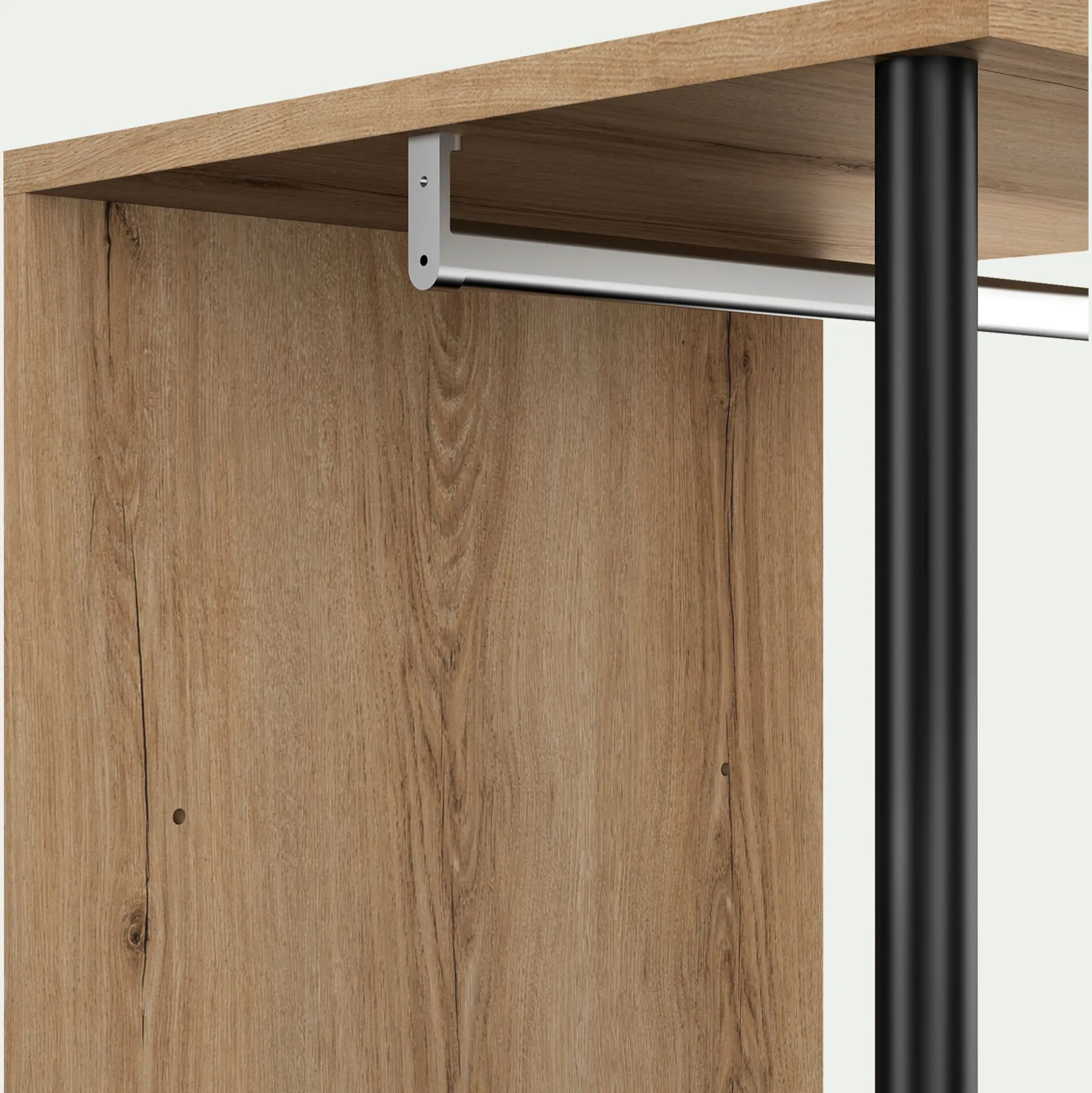 Armoire ouverte avec miroir H210cm - bois clair