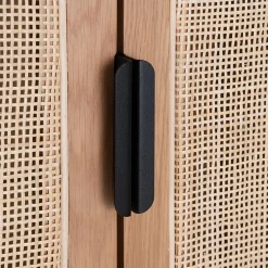 Armoire 2 portes battantes en bois et cannage H180cm - bois clair