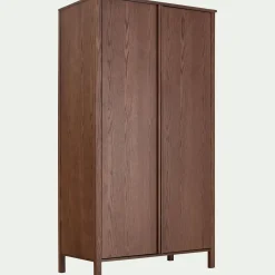 Armoire 2 portes battantes en chêne massif H192cm - bois foncé