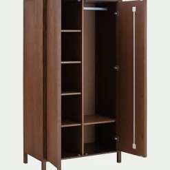 Armoire 2 portes battantes en chêne massif H192cm - bois foncé