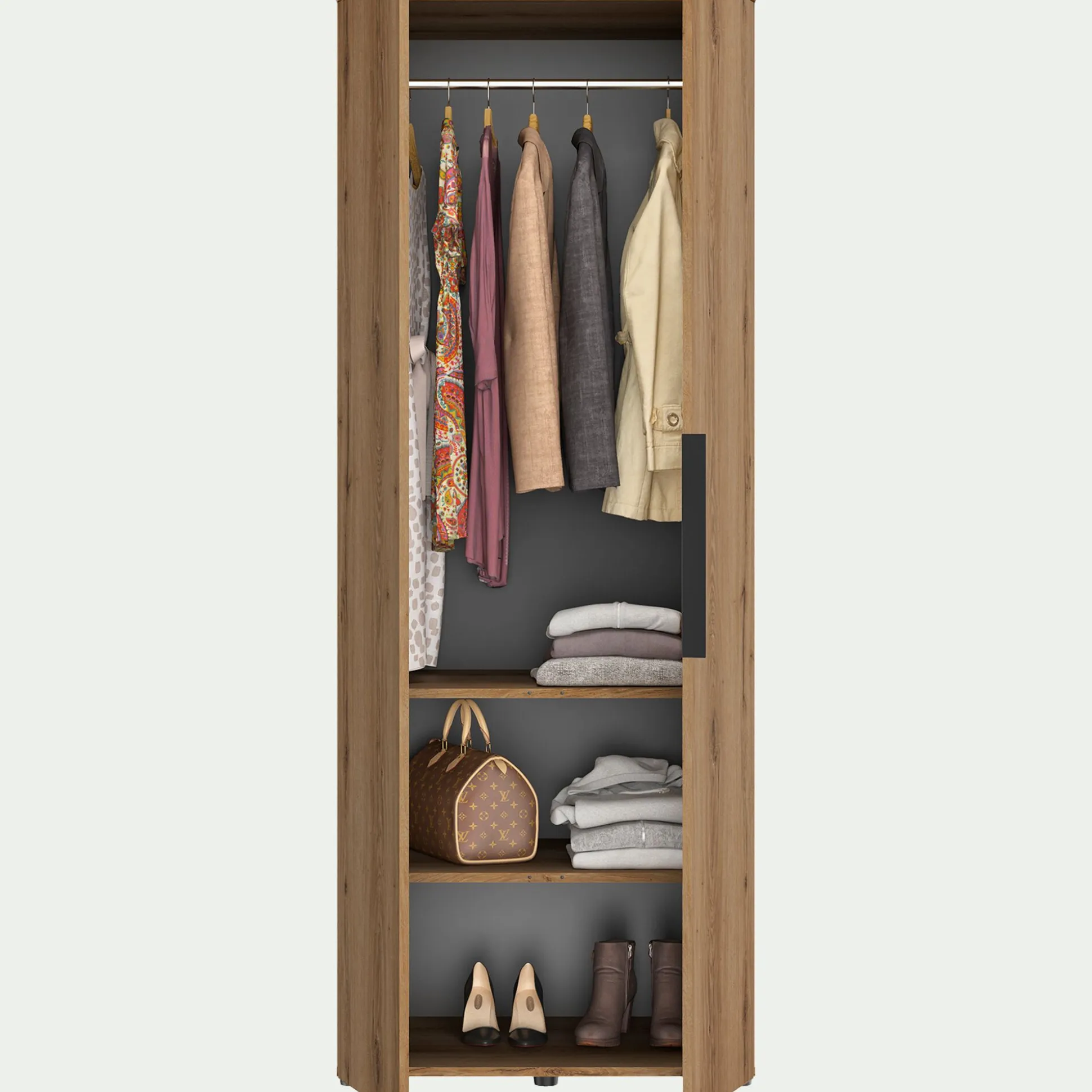 Armoire 2 portes en bois H210cm - bois clair
