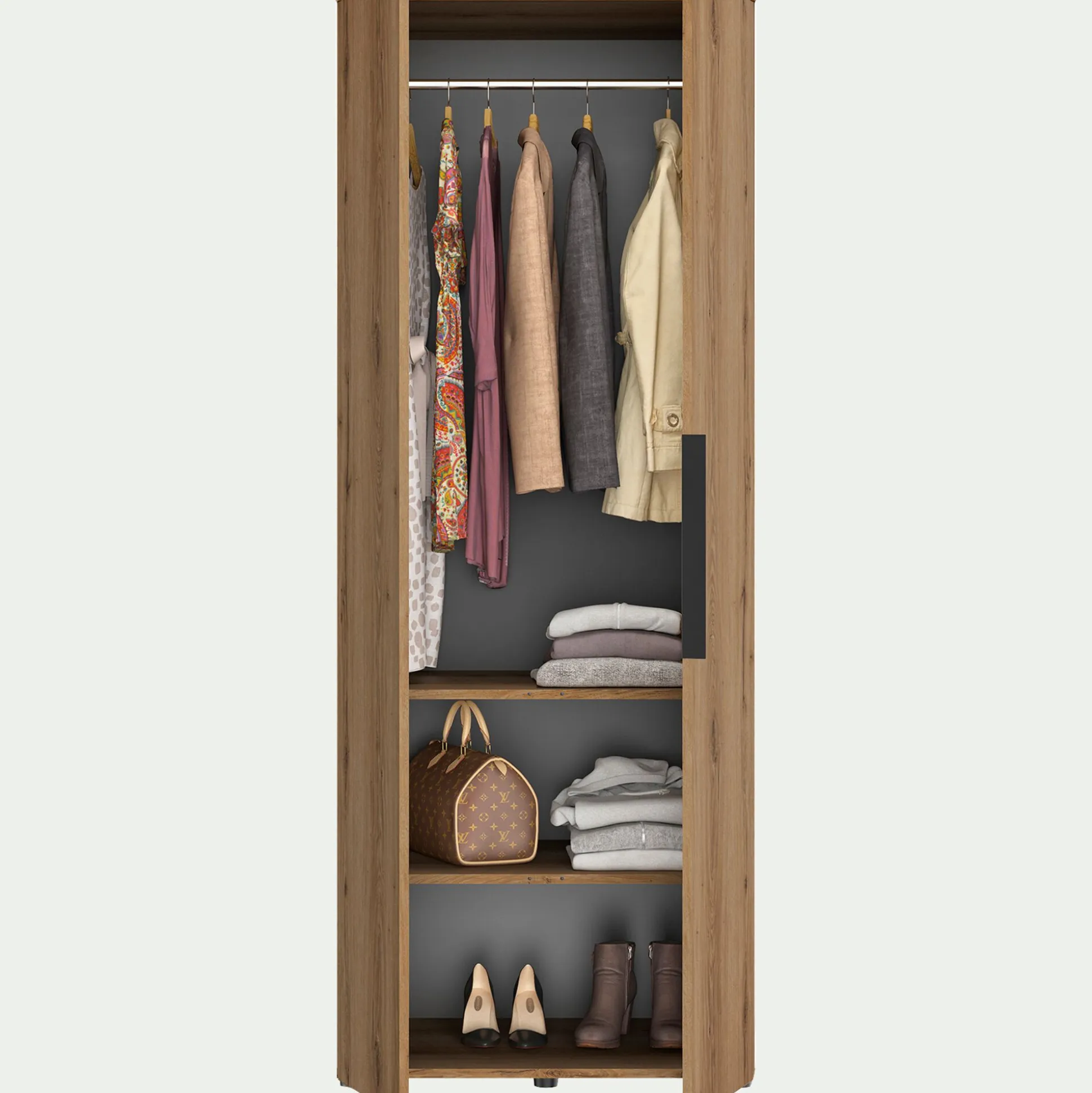 Armoire 2 portes en bois H210cm - bois clair