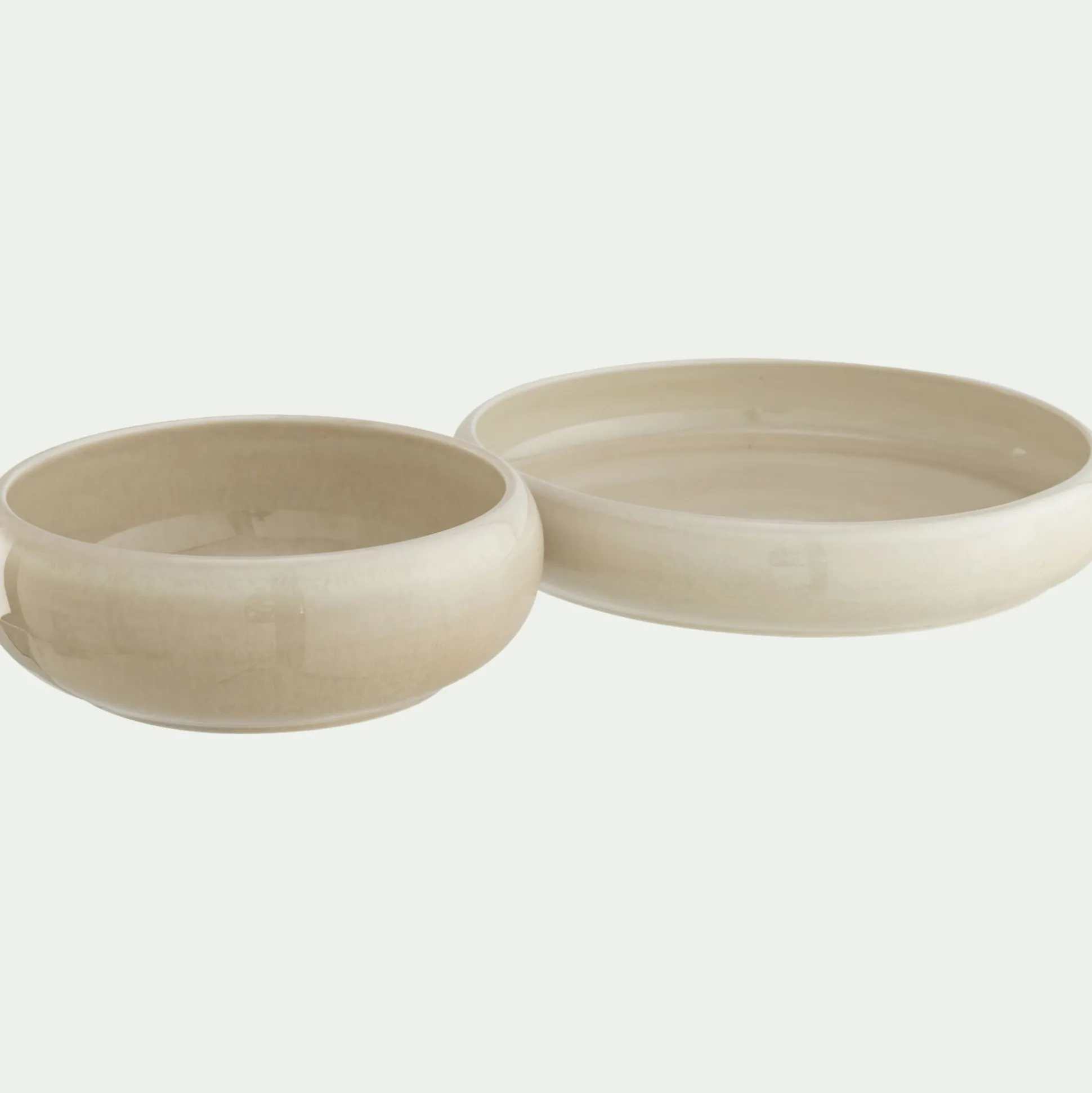 Assiette creuse en grès D22cm - beige sable