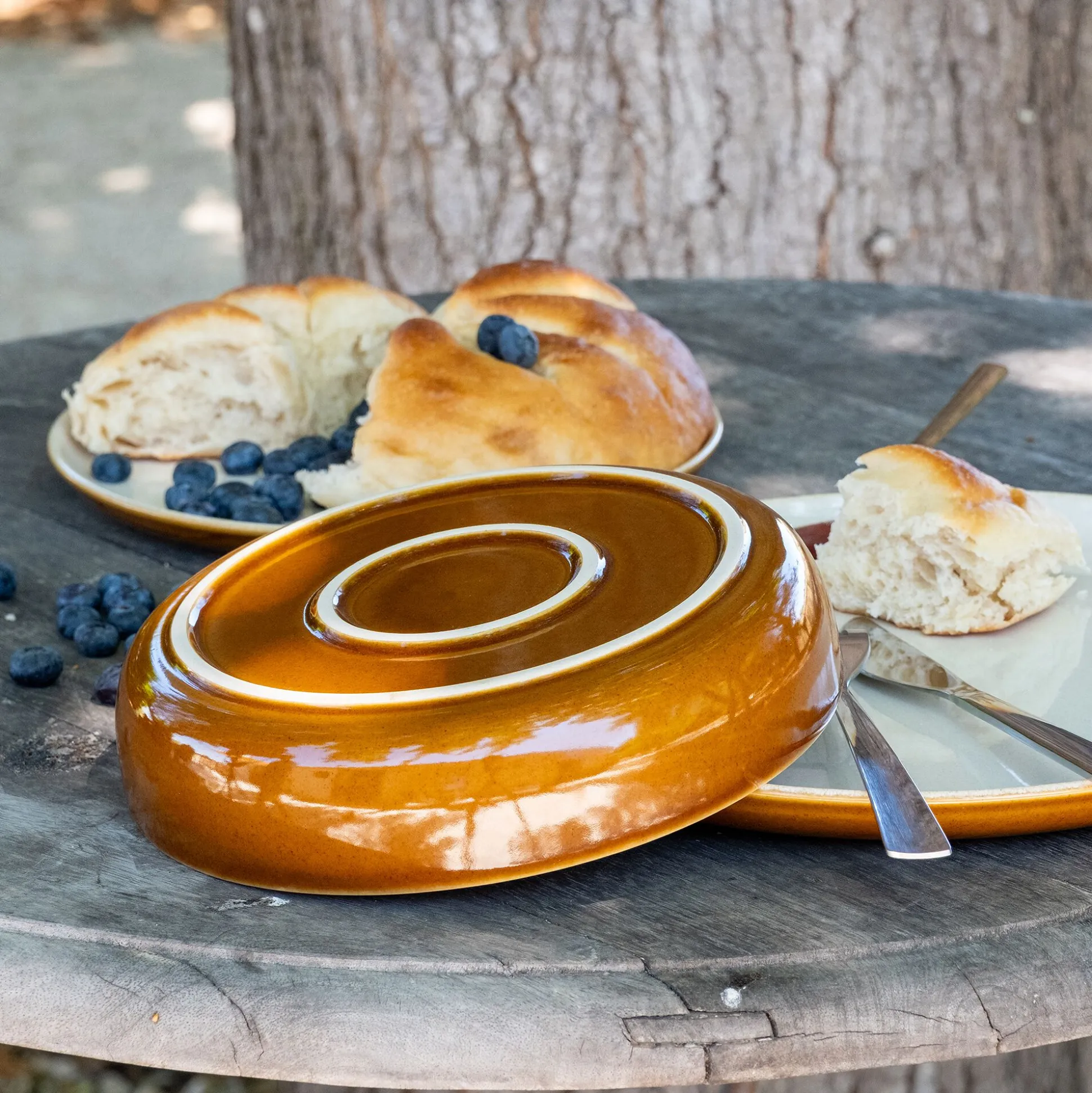 Assiette creuse en grès D20,6cm - brun laquier