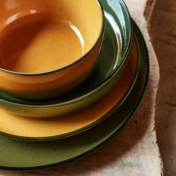 Assiette creuse en grès D20cm - vert avocado