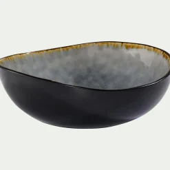 Assiette creuse en grès émail réactif D20cm - gris
