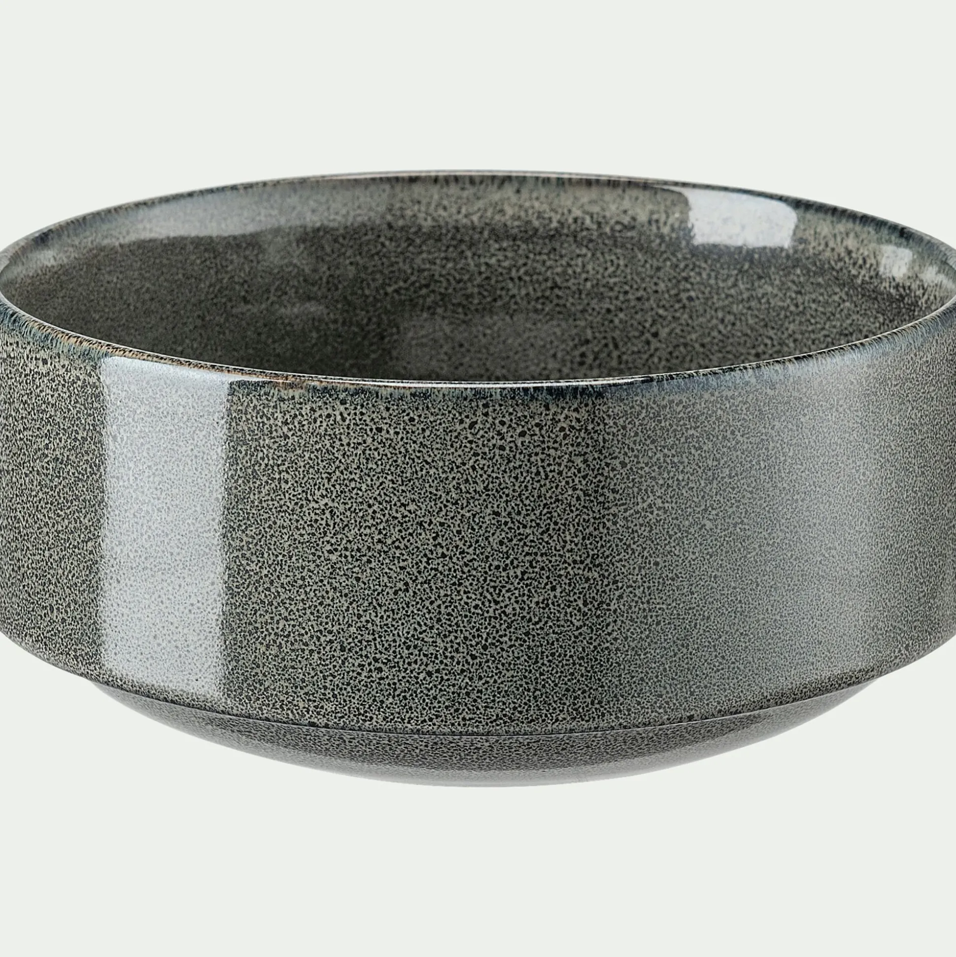 Assiette creuse en grès émail réactif D15,5cm - vert