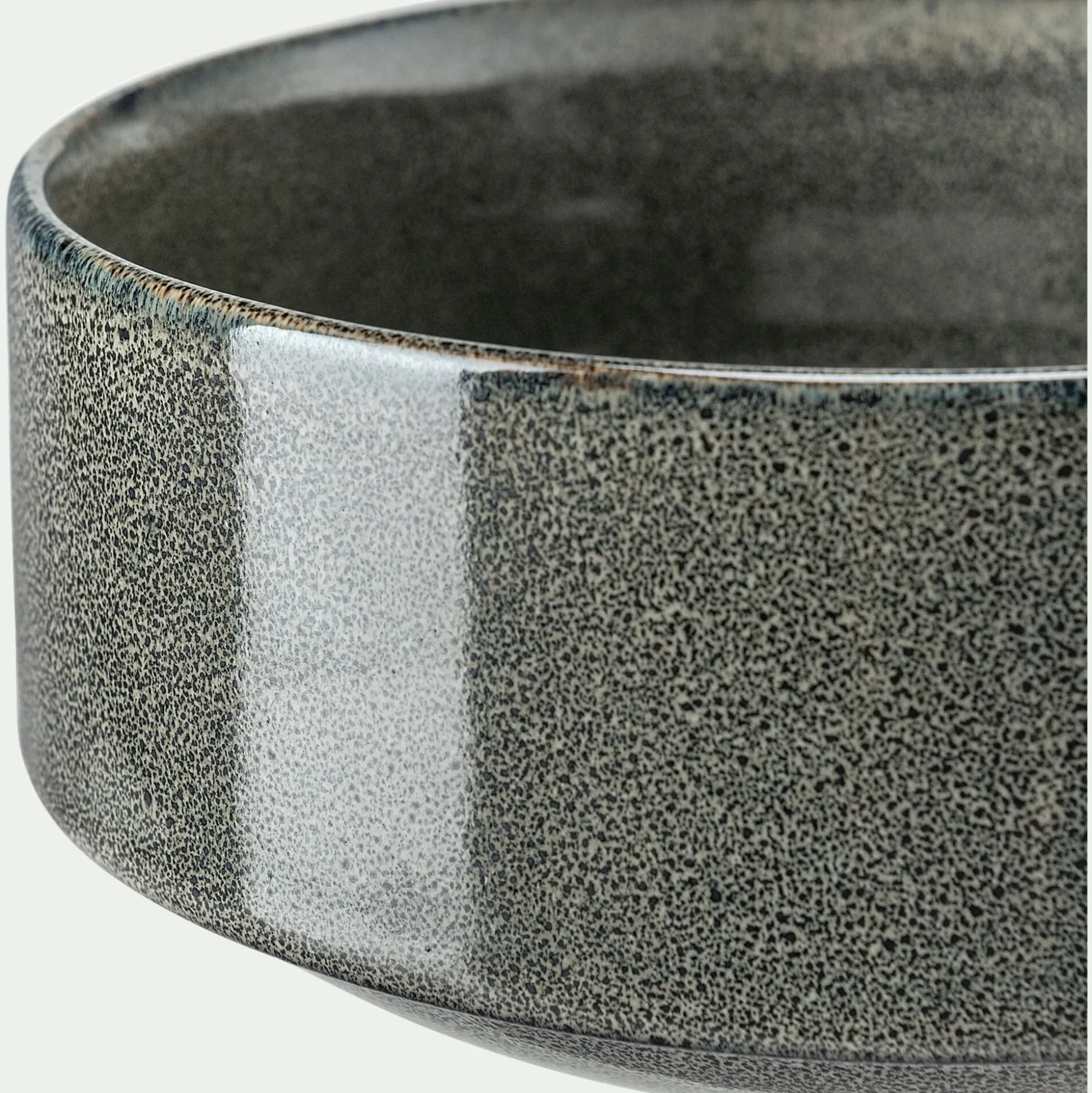 Assiette creuse en grès émail réactif D15,5cm - vert