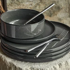 Assiette creuse en grès émail réactif D15,5cm - vert