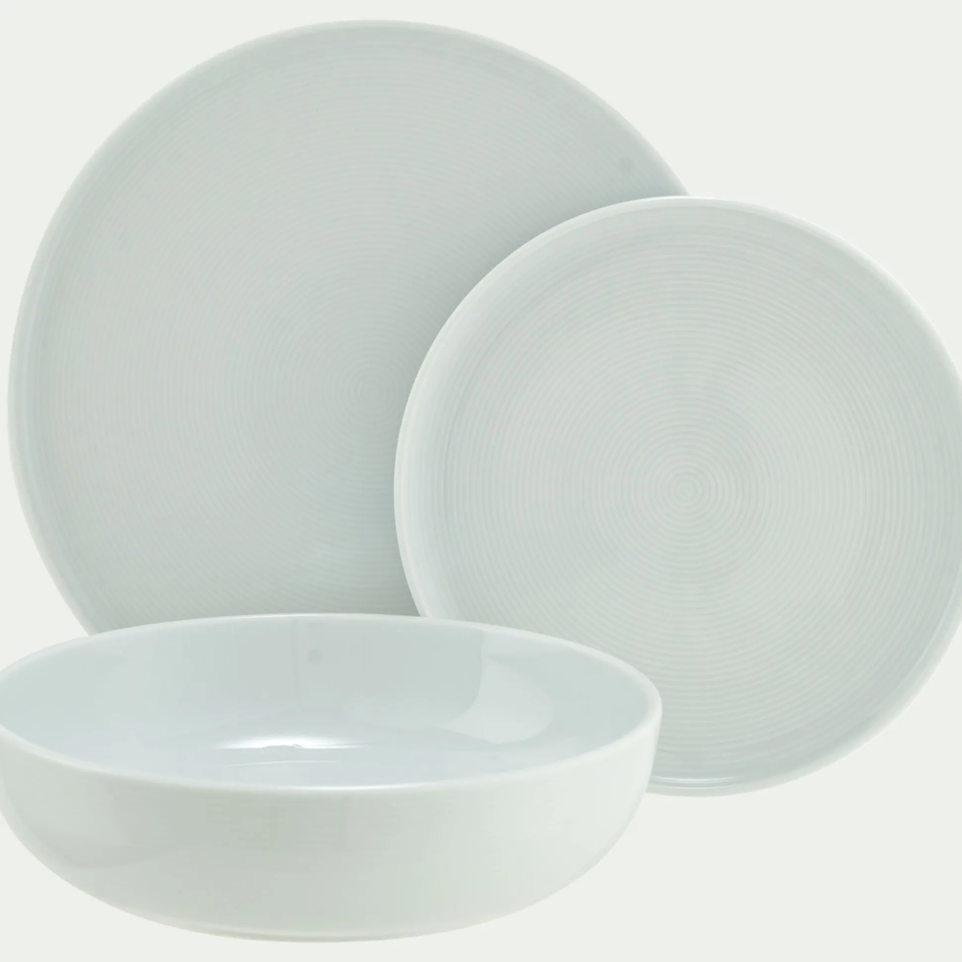 Assiette creuse spirale en porcelaine D21cm - blanc