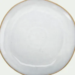 Assiette à dessert bicolore en grès recyclé D21,7cm - blanc