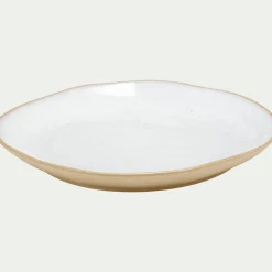 Assiette à dessert bicolore en grès recyclé D21,7cm - blanc