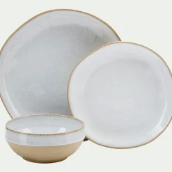 Assiette à dessert bicolore en grès recyclé D21,7cm - blanc