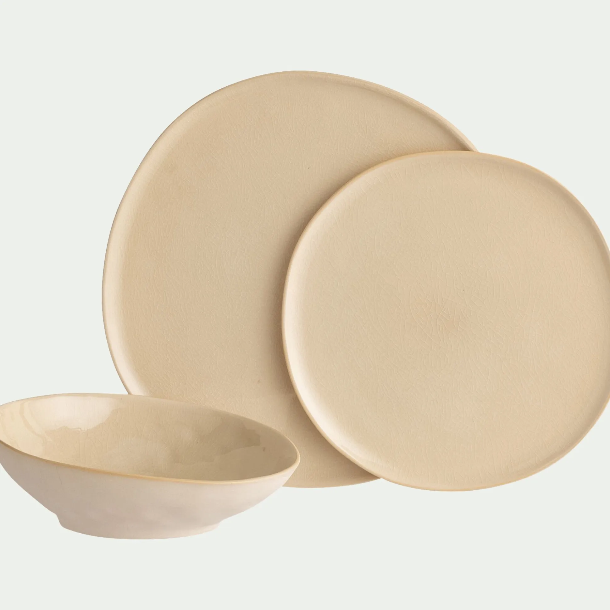 Assiette à dessert à bord haut en grès D21cm - blanc ventoux