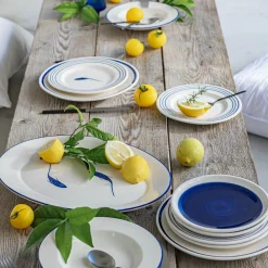 Assiette à dessert en faïence avec motif D22cm - blanc