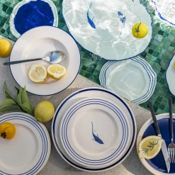 Assiette à dessert en faïence avec motif D22cm - blanc
