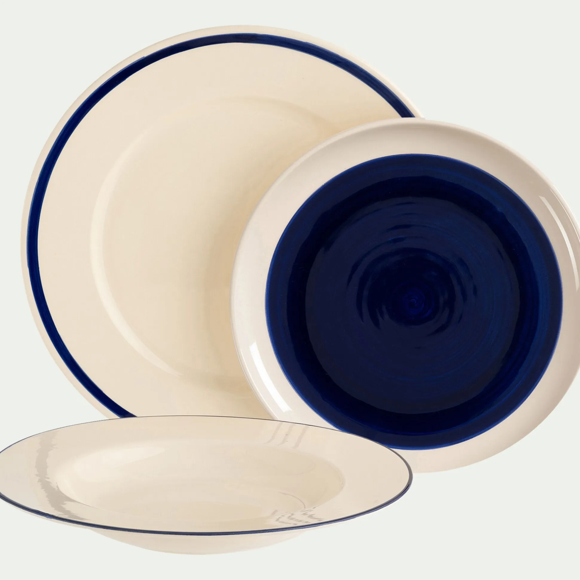 Assiette à dessert en faïence D20,5cm - bleu