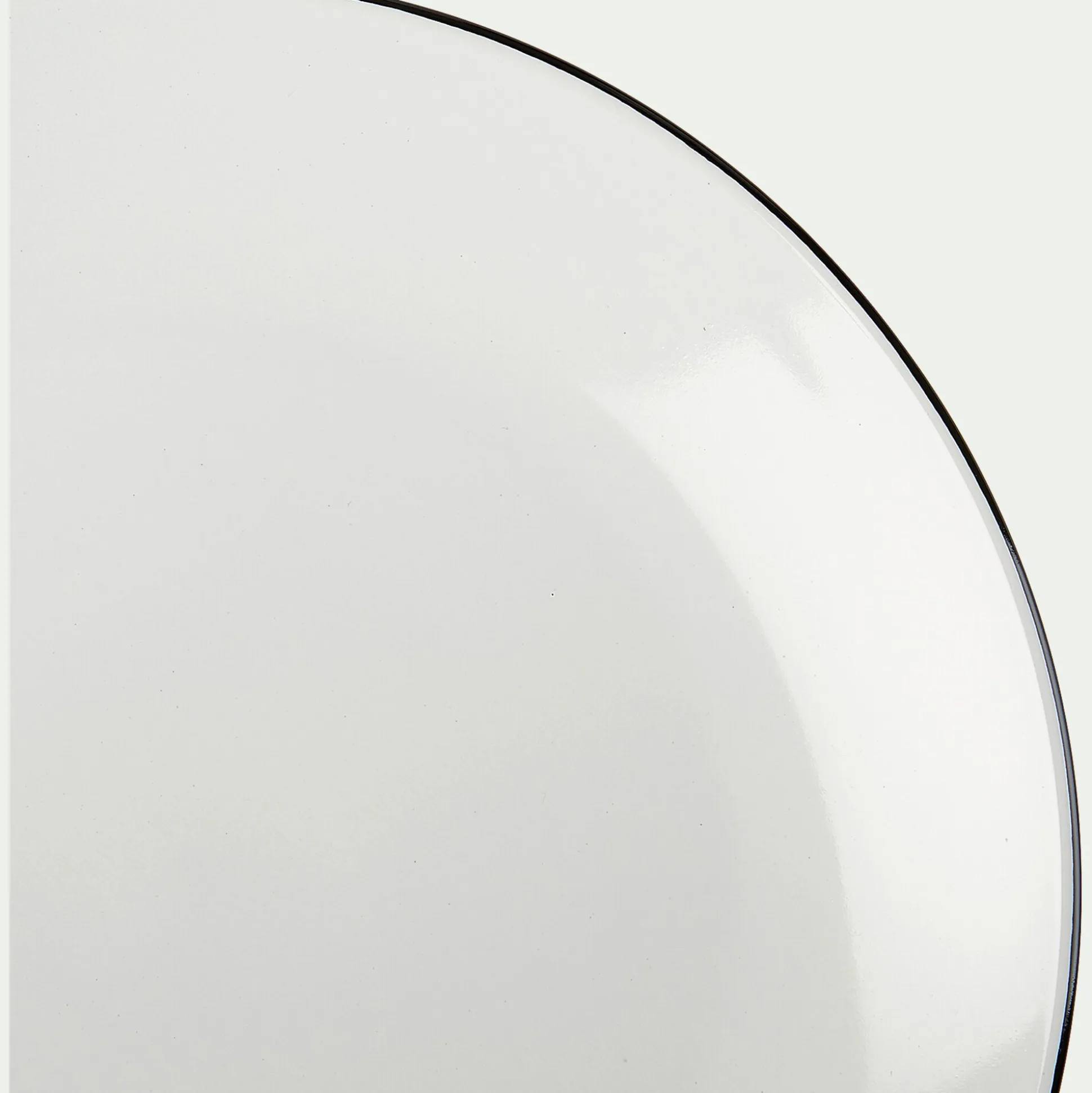 Assiette à dessert en grès avec liserai noir D19,2cm - blanc